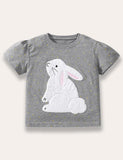 Cute Rabbit Appliqué T-shirt - Bebehanna