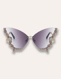 Diamond Butterfly Rimless Sunglasses - Bebehanna