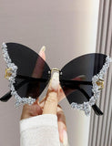 Diamond Butterfly Rimless Sunglasses - Bebehanna