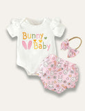 Easter Bunny Baby Printed Romper+Bunny Shorts - Bebehanna