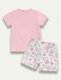 Easter Bunny Printed T-Shirt+Floral Shorts - Bebehanna