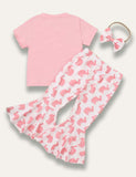 Easter Spotted Bunny Printed T-Shirt+Flared Pants - Bebehanna