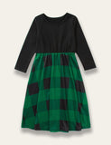 Family Matching Green Plaid Print Dress - Bebehanna