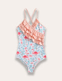 Flamingo Ruffled One-piece Swimsuit - Bebehanna