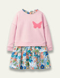 Floral Butterfly Sweatshirt Dress