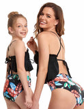 Flower Printed Belly Covering Family Matching Swim Suit - Bebehanna