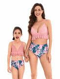 Flower Printed Pleated Family Matching Swim Suit - Bebehanna