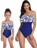 Lotus Pleated Coconut Printed Family Matching Swim Suit