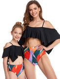 Lotus Pleated Striped Family Matching Swim Suit