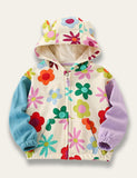 Multicolor Floral Hooded Coat