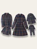 Navy Blue Plaid Family Matching Dress - Bebehanna