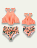 Polka Dot Leaf Printed Family Matching Swim Suit - Bebehanna