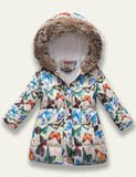 Printed Hooded Cotton Coat - Bebehanna