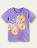 Purple Butterfly Print T-shirt - Bebehanna