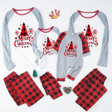 Red Plaid Christmas Tree Printed Family Matching Pajamas - Mini Taylor