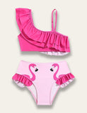 Ruffled Flamingo Print Swimsuit