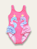 Ruffled Flamingo Print Swimsuit - Bebehanna