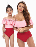 Ruffled High Waisted Family Matching Swim Suit