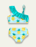 Single Shoulder Ruffled Pineapple Split Swimsuit - Bebehanna