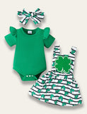 St. Patrick's Day Clover Appliqué Romper Set