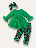 St.Patrick's Day Flared Long Sleeve Dress+Clover Pants - Bebehanna