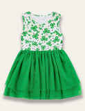 St. Patrick's Day Four-leaf Clover Print Dress - Bebehanna