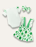 St. Patrick's Day Letter Printed Romper+Lucky Strap Dress - Bebehanna