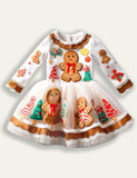 Chrëschtdag Gingerbread Man Applikatioun Mesh Kleed