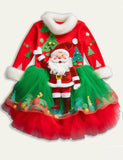 Clearance Sale-Christmas Santa Claus Appliqué Long Sleeve Tulle Dress