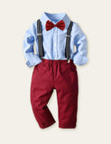 Bow Shirt Overalls Gentleman Party Set - Bebehanna