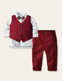 Bow Striped Shirt Gentleman Party Set