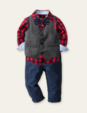 Bow Tie Gentleman Plaid Shirt Party Set - Bebehanna