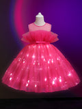 Brabei Princess Tulle Party LED Dress Hot Pink - Bebehanna