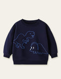 Cartoon Dinosaur Embroidered Sweatshirt - Bebehanna