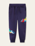 Cartoon Excavator Embroidery Sweatpants - Bebehanna