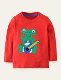 Langarm-T-Shirt mit Cartoon-Frosch-Applikation