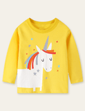 Cartoon Unicorn Printed Long-Sleeved T-shirt - Bebehanna