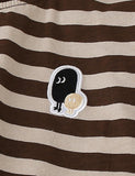 Cute Cartoon Embroidery Striped Long Sleeve T-shirt - Bebehanna