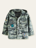 Veste à capuche avec boutons de camouflage dinosaure