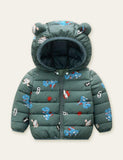 Dinosaur Full Printed Zipper Hooded Coat - Bebehanna