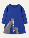 Easter Bunny Appliqué Long Sleeve Dress - Bebehanna