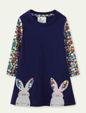 Easter Bunny Appliqué Long Sleeve Dress - Bebehanna