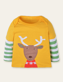 Elk Appliqué Long Sleeve T-shirt - Bebehanna