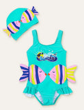 Fish Cute Printed Swimsuit + Swimming Cap - Bebehanna