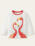 Flamingo gedréckt Long-sleeved T-Shirt