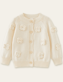 Flower Embroidered Knitted Sweater Cardigan - Bebehanna