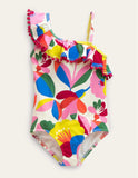 Frilly One Shoulder Swimsuit