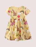 Full Printed Rainbow Dinosaur Dress - Bebehanna