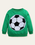 Funny Sequined Football Variable Pattern Sweatshirt - Bebehanna