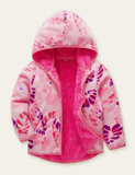 Girls' Printed Polar Fleece Zipper Design Hooded Jacket - Bebehanna